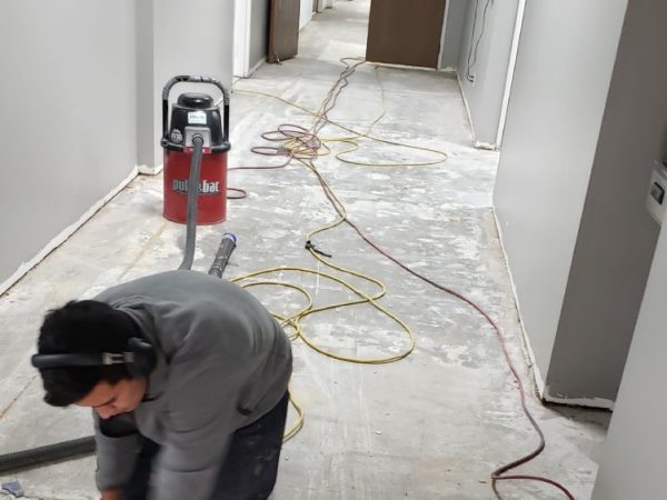 professional working after floor demolition