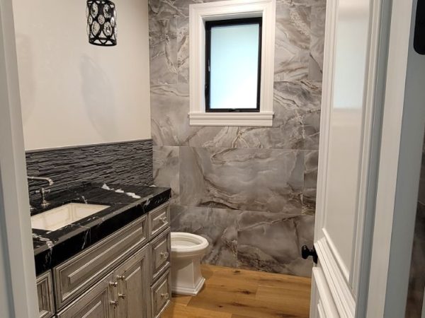 bathroom with bathroom tile