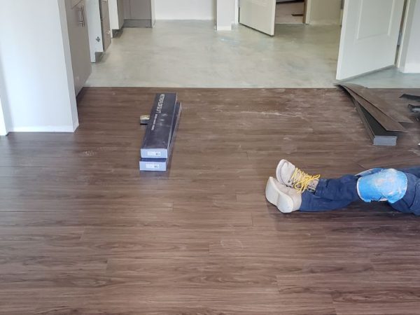 vinyl flooring with professional laying down